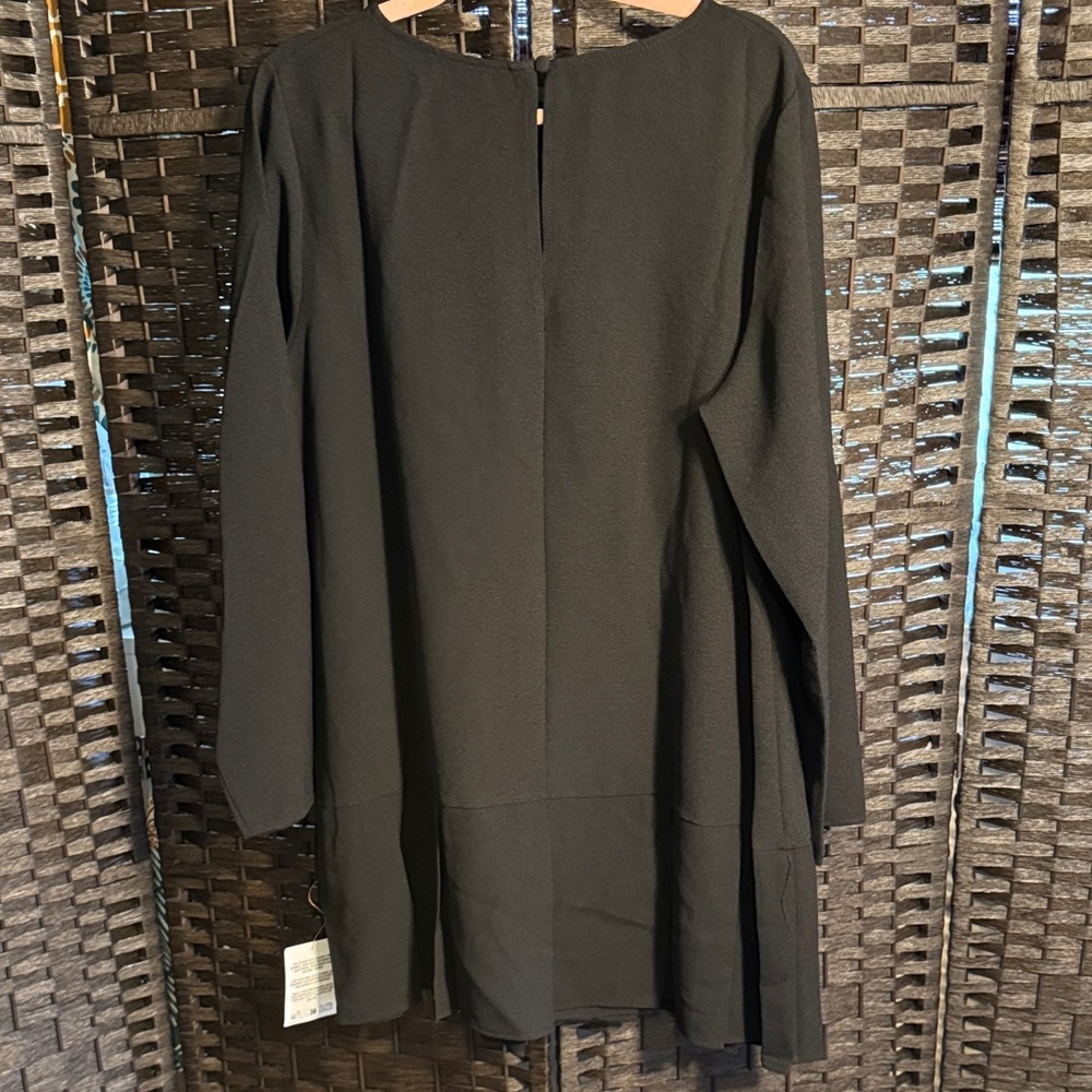 ASOS DESIGN Long Sleeve Dropped Waist Box Pleat Mini Dress Black US Size 14 - Picture 6 of 12